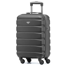 Flight Knight Cabin Suitcase 55x35x20cm, Lightweight Carry On Bag - Over 100 Airlines- Ryanair, EasyJet, British Airways - Hand Luggage, ABS Hard Shell TSA Lock | Grey | Charcoal | Cabin Bag
