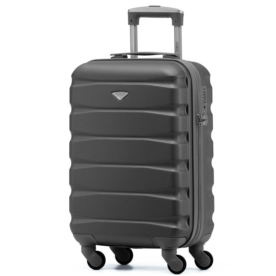 image 1 of Flight Knight Cabin Suitcase 55x35x20cm, Lightweight Carry On Bag - Over 100 Airlines- Ryanair, EasyJet, British Airways - Hand Luggage, ABS Hard Shell TSA Lock | Grey | Charcoal | Cabin Bag