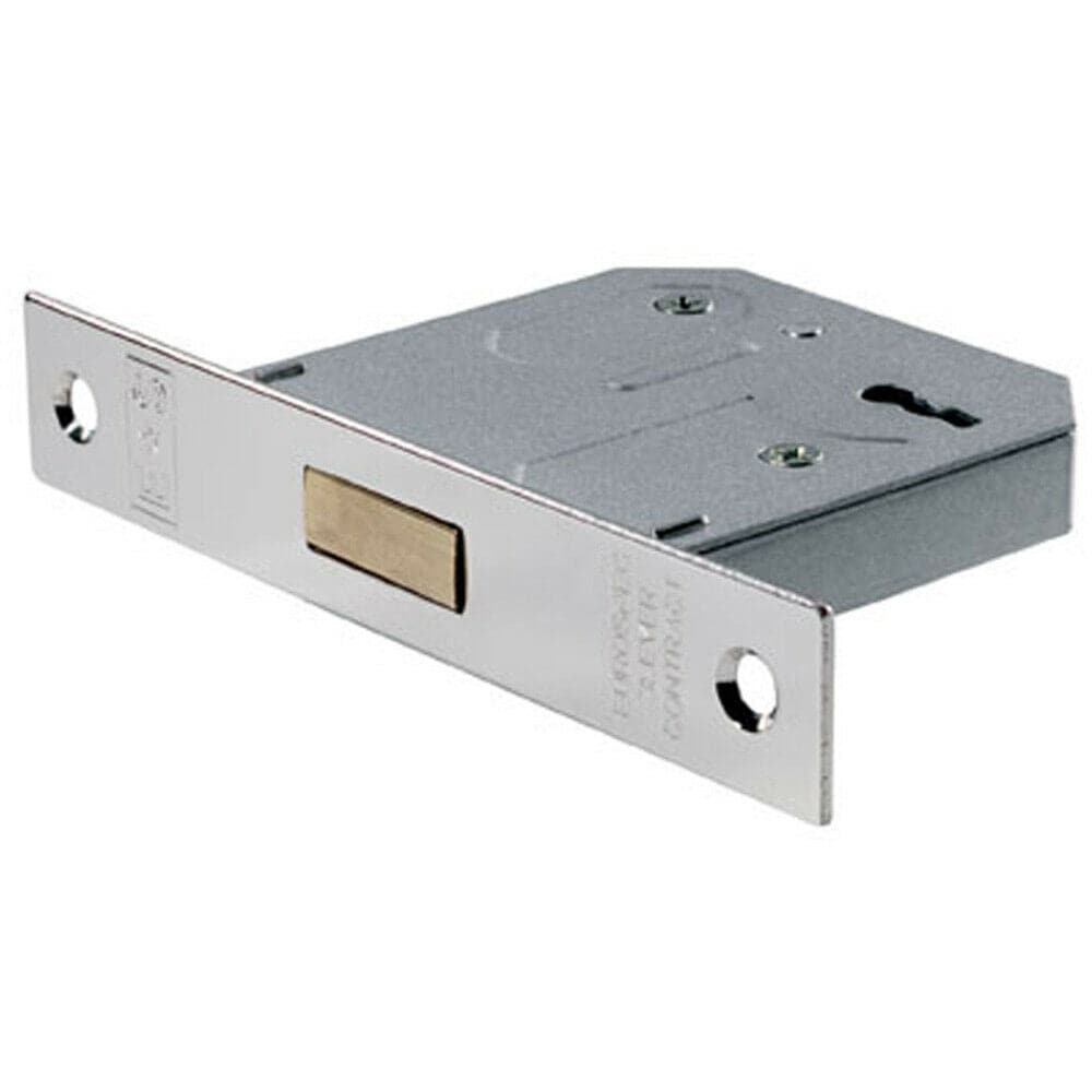 Loops 76mm 3 Lever BS Deadlock Square Forend Nickel Plated Door Security Latch in Metallics
