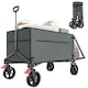 image 6 of Outsunny Folding Trolley on Wheels, Garden Cart with Openable Sides, Grey