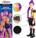 image 3 of Rubie's Official Netflix K-Pop Demon Hunters Deluxe Rumi Costume | Yellow Cropped Jacket Attached To Top, Shorts & Striped Knee-High Leg Sleeves w/ Charm Accessory| Girls Fancy Dress | Officially Licensed Halloween Costume | Kids Sizes