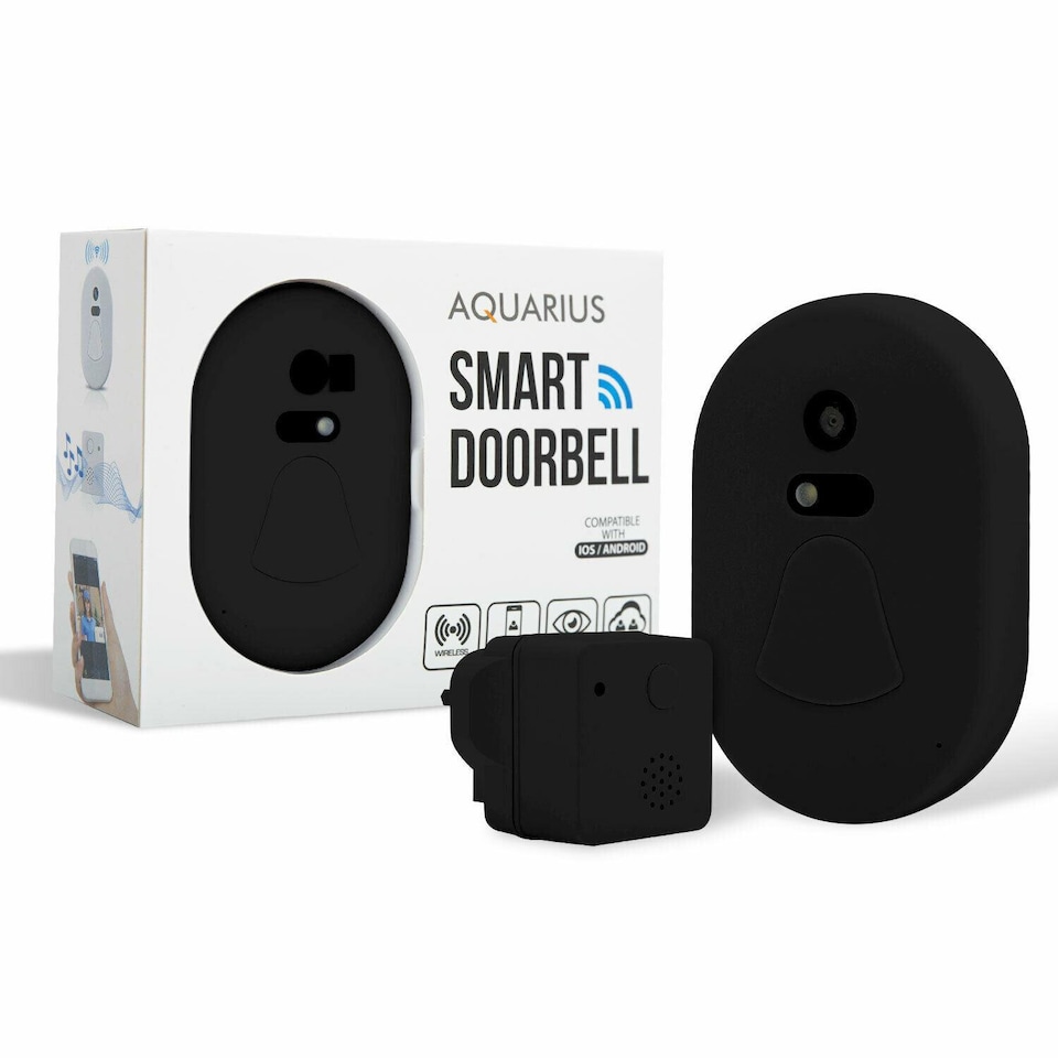 image 1 of Aquarius WiFi Wireless Smart Camera Doorbell Home Security Video Intercom Black