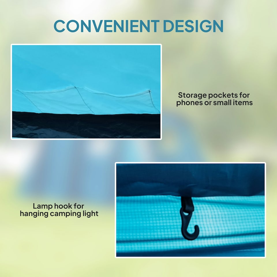 image 1 of Outsunny Inflatable 3-4 Man Tunnel Tent w/ Air Pump, Living Area 