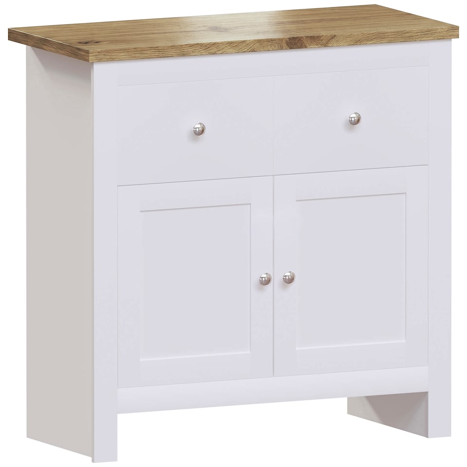 image 1 of Vida Designs Arlington 2 Drawer 2 Door Sideboard Shaker Buffet Cabinet Storage, White & Oak | White | White & Oak | 1