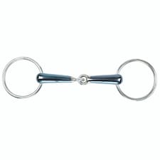 Shires Sweet Iron Hollow Mouth Horse Loose Ring Snaffle Bit - Blue - 5.5in
