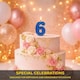 image 4 of Blue 6 Number Candle  Birthday Anniversary Party Cake Decorations Topper | Blue
