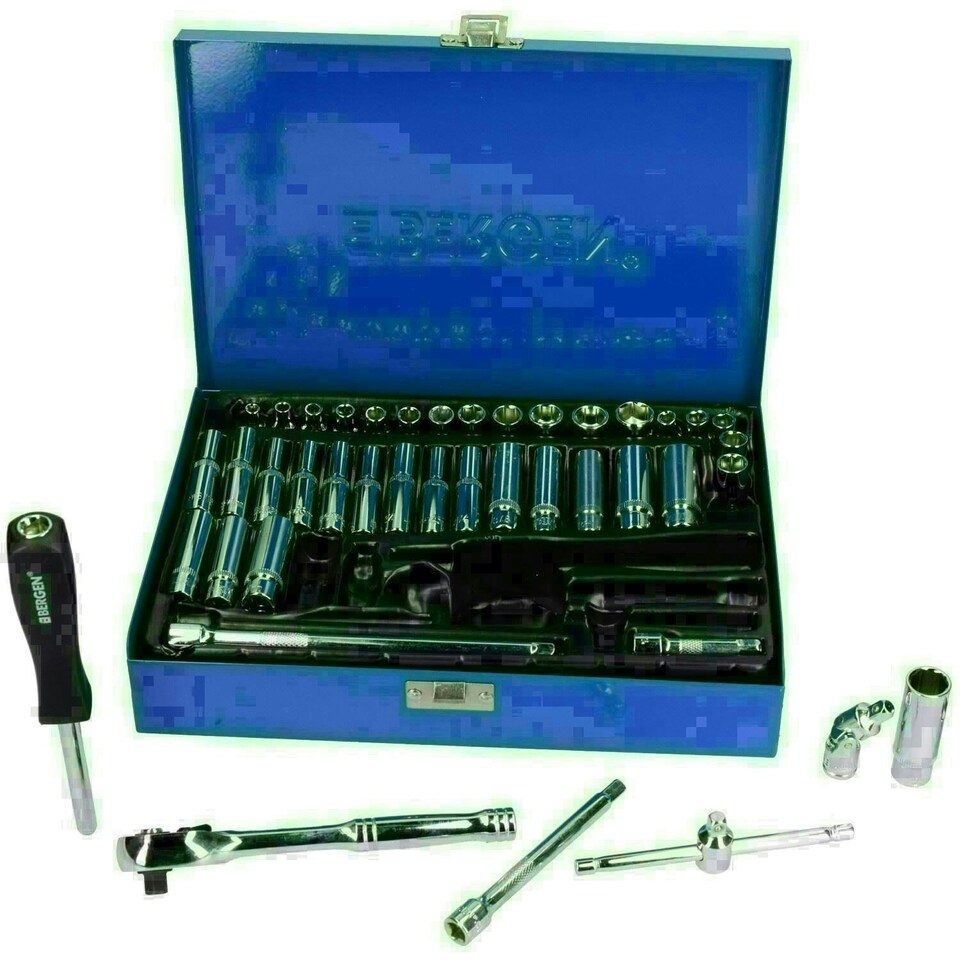 image 1 of Metric / imperial / AF 1/4" drive socket set shallow / deep 42pc by BERGEN AT550