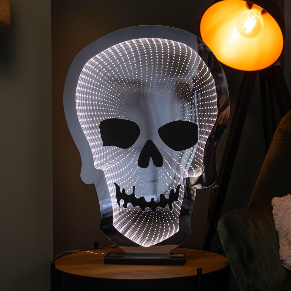 image 1 of 60cm Light up Halloween Skull Infinity Decoration with Warm White LEDs