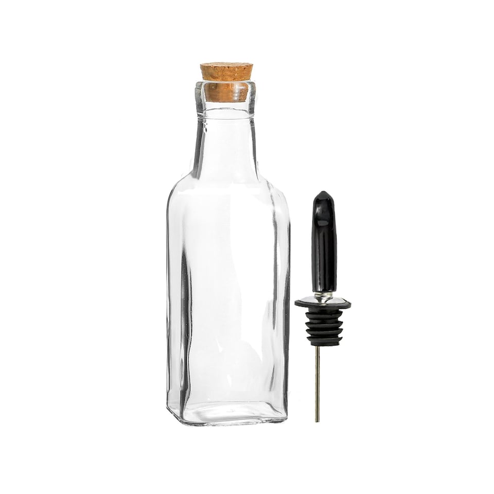 image 1 of Argon Tableware Olive Oil Pourer Bottles with Cork Lids - 170ml - Pack of 2
