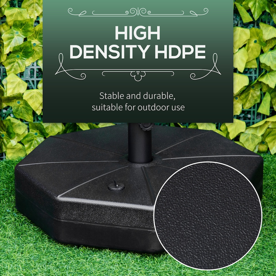 image 1 of Outsunny Garden Parasol Base Stand Up to 28kg Water or 40kg Sand Filled, Black | Black | Black