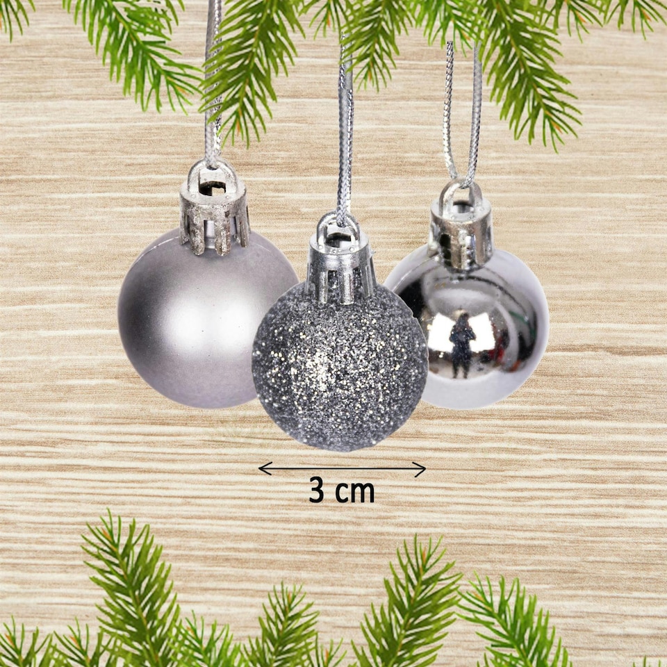 image 1 of Mid Grey Baubles 3CM 24PCS Set