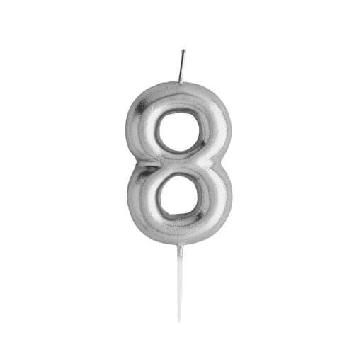Metallic Silver Number 8 Shaped Candle