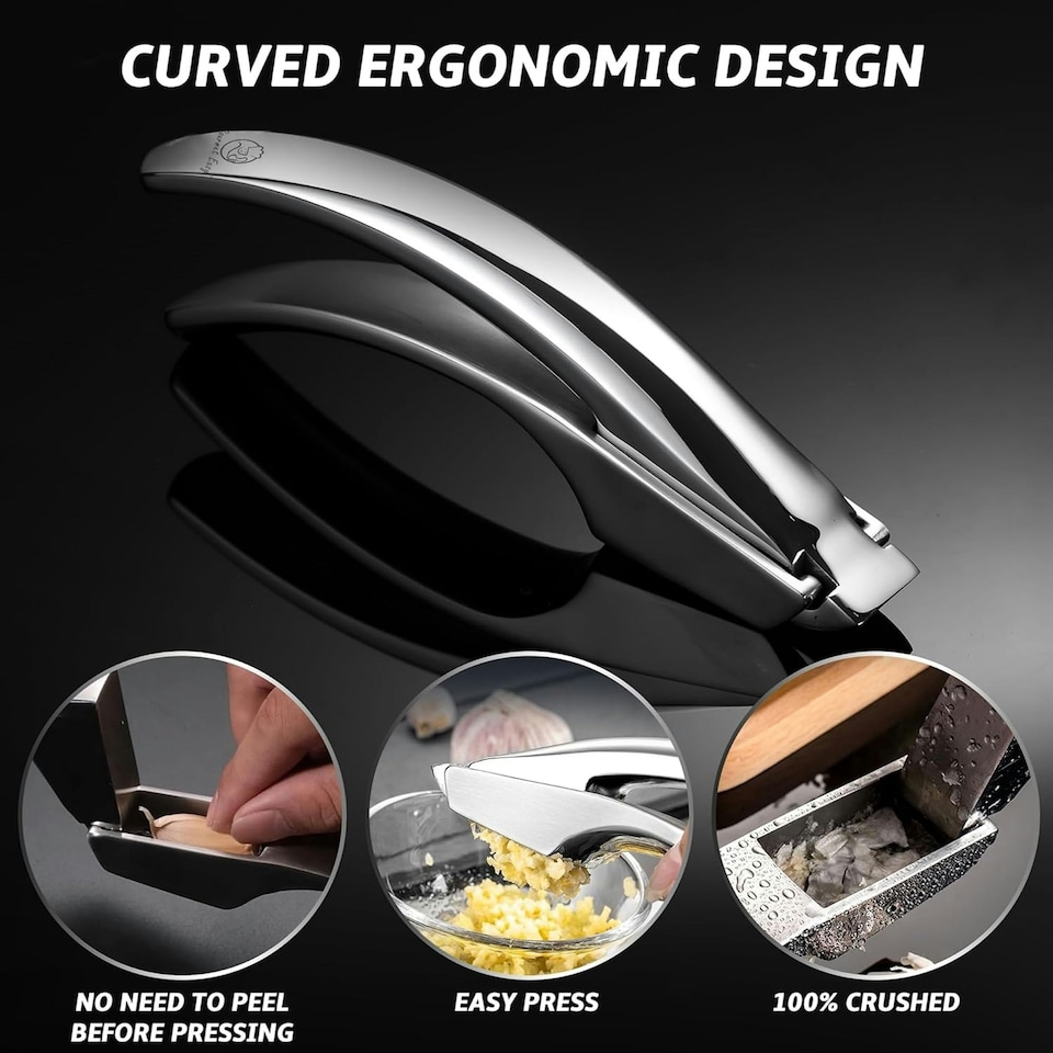 image 1 of Gourmet Easy Stainless Steel Garlic Press - Coarse Mince