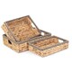 image 7 of Shallow Rectangular Water Hyacinth with Grey Rope Border Storage Basket Brown | Brown | L