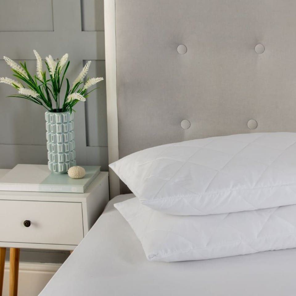 image 1 of Quilted Pillow Protectors 2PK Soft Touch Microfibre Protector Envelope Closing White