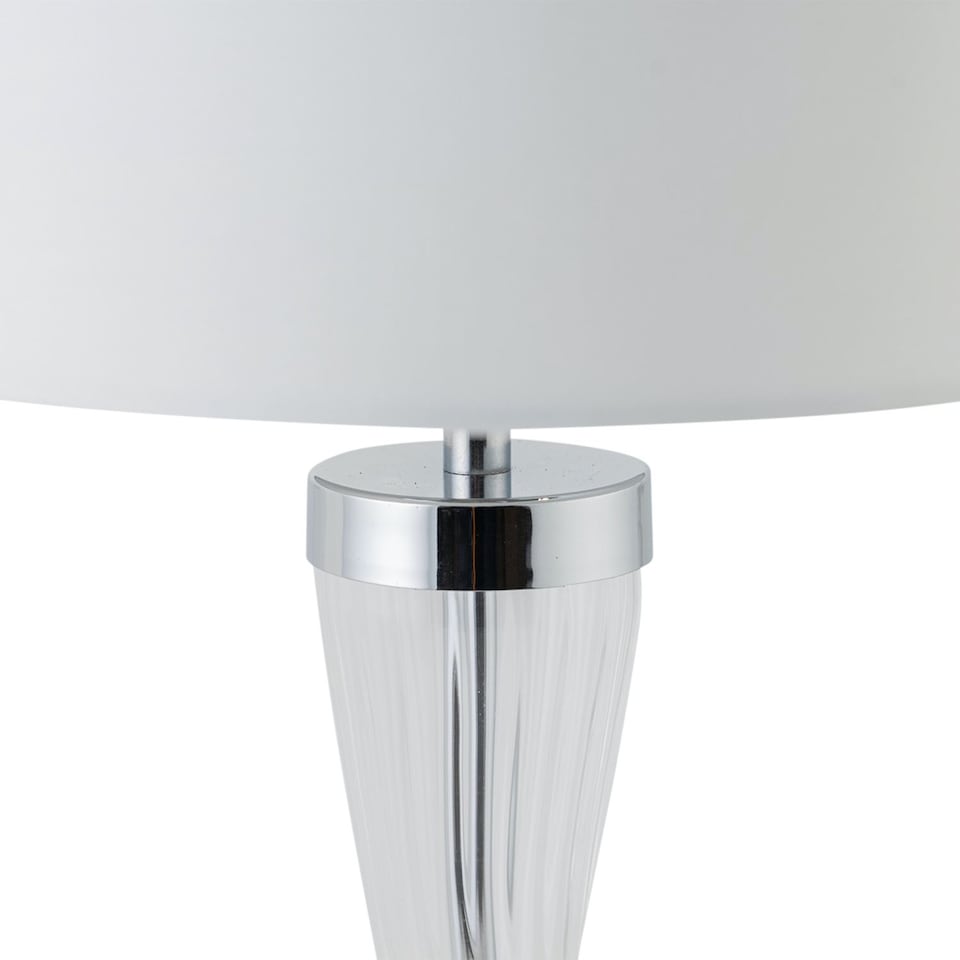 image 1 of Set of 2 Chrome Touch Lamps with White Cotton Shades | Chrome | White | Large | 2