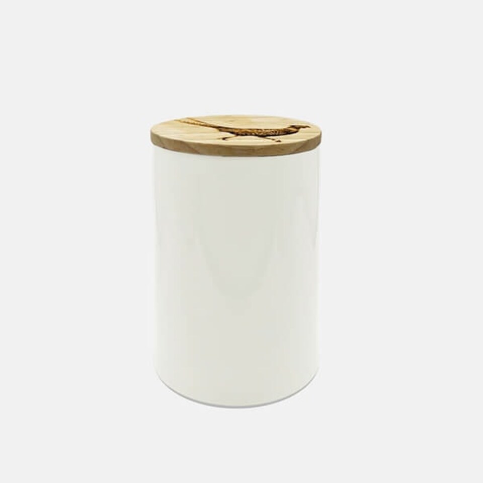 image 1 of The Just Slate Company Pheasant Oak & Ceramic Small Storage Jar