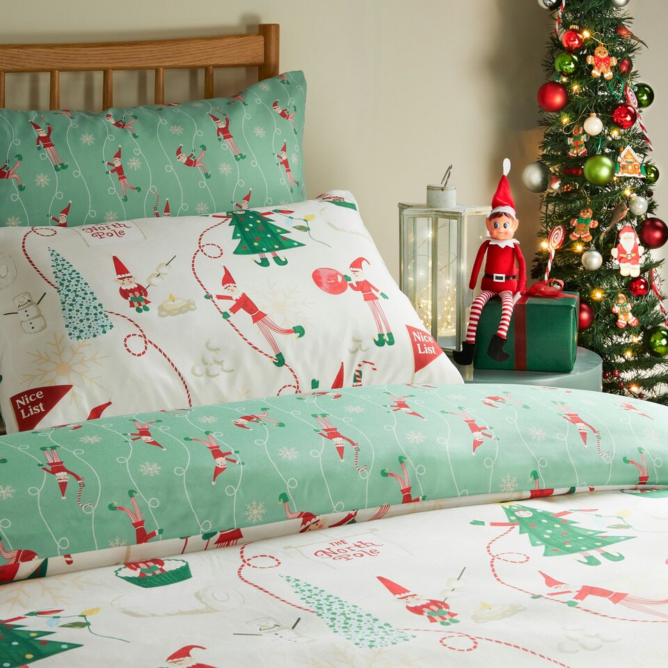 image 1 of Duvet Day Elfie Soft Touch Christmas Duvet Cover Set, King
