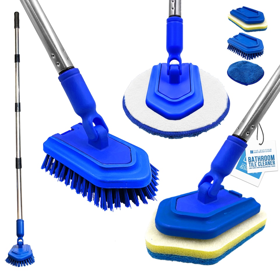 image 1 of Bathroom Cleaning Set Long Handled Tile Cleaning Kit
