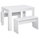 image 1 of HOMCOM Kitchen Dining Table and 2 Benches Set, Table and Chairs Set for Limited Space, White