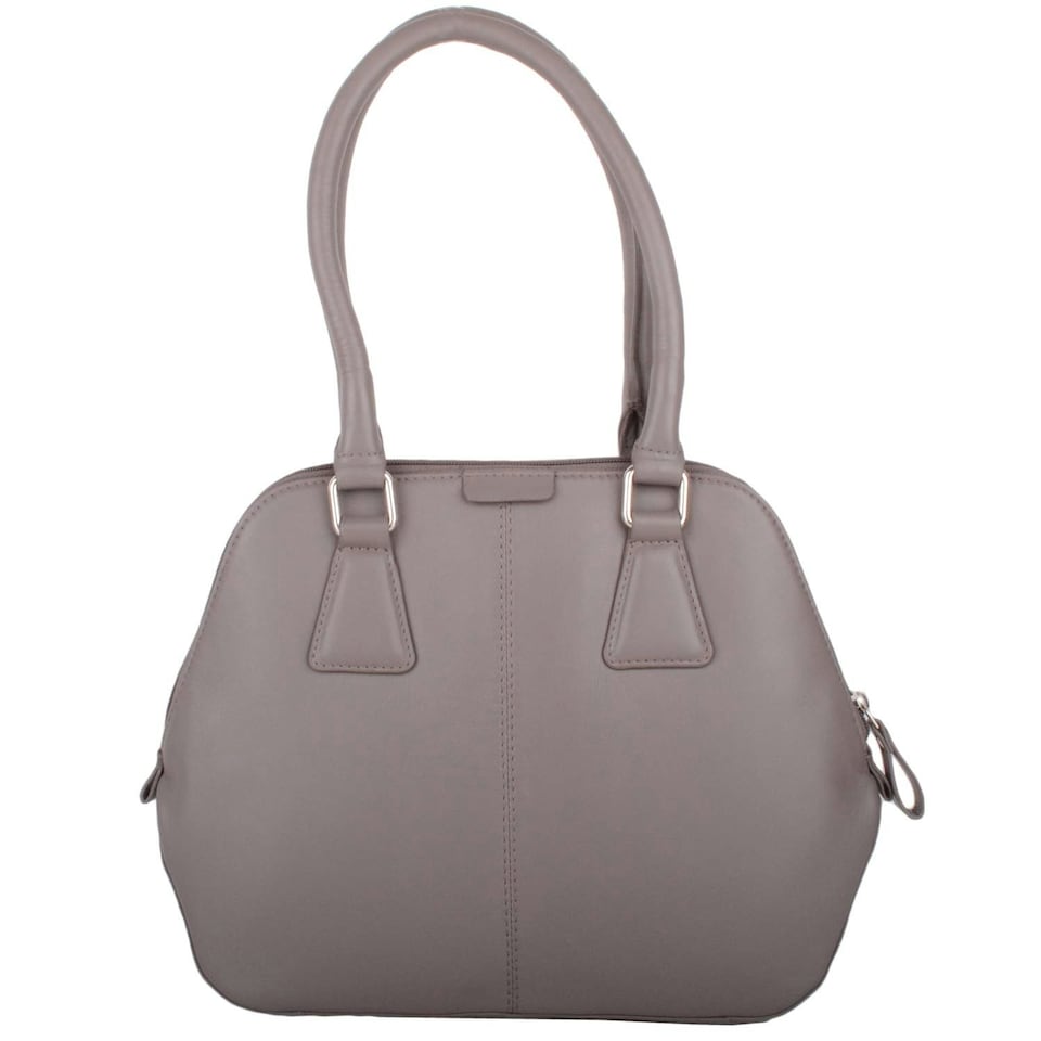 image 1 of Premium Soft Leather Large Hand Bag with Stitch Detail Pattern Grey | Grey