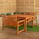 image 1 of Outdoor 4 Person Rectangular Wooden Garden Table, 2 Benches Furniture Set