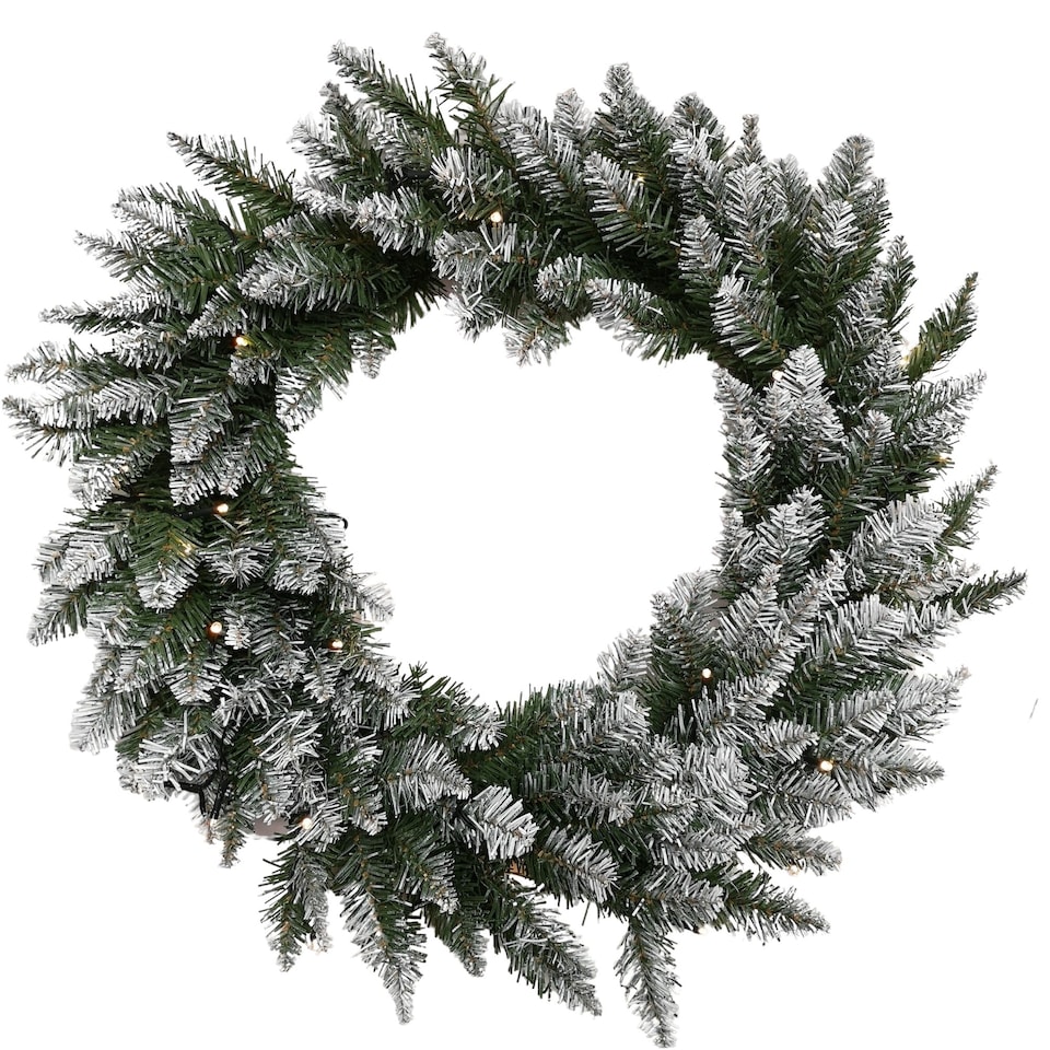 image 1 of 60cm Snow Tipped Christmas Wreath with 50 Warm White LEDs and 160 Bullet Tips