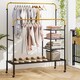 image 10 of COSTWAY Rolling Clothes Drying Rack Adjustable Double Rods Garment Rack Golden