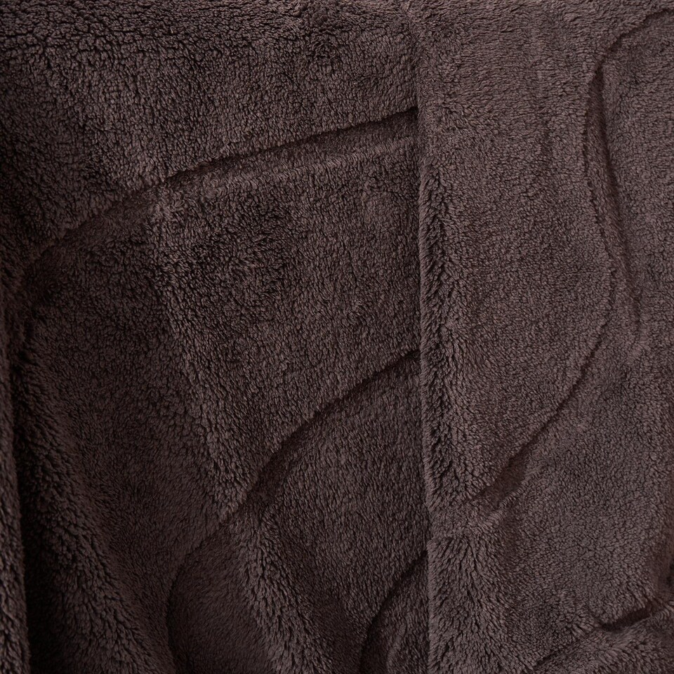 image 1 of OHS Tufted Contour Throw Teddy Fleece Blanket Winter Soft Warm Bedspread - 180 x 200cm | Brown | Coffee