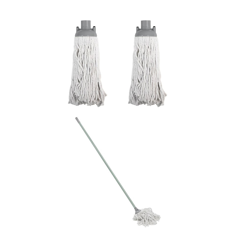 image 1 of JVL String Mop with 2 Replacement Heads, Grey