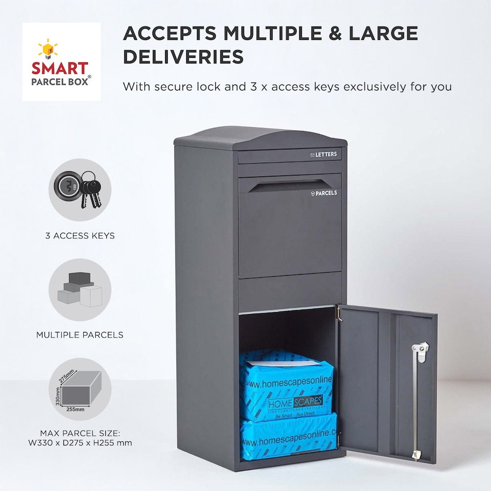 image 1 of SMART PARCEL BOX® Large Curved Top Front Access Dark | Grey | 1