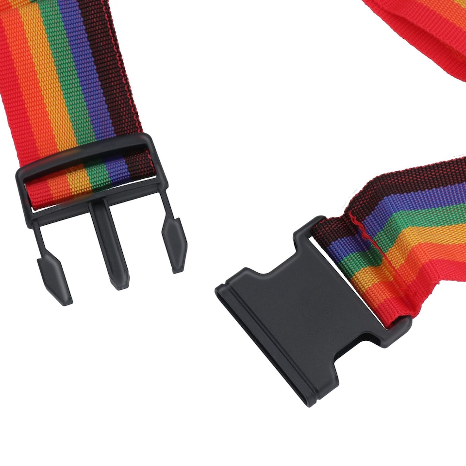 image 1 of Adjustable Multicoloured Rainbow Luggage Suitcase Belt Strap Travel With Tags 4pc