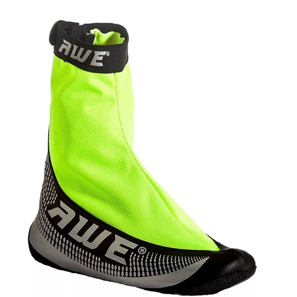 image 1 of AWE Bike Shoe Cover Neoprene/PU Reflective Neon/Black/Silver Waterproof Size 7-9