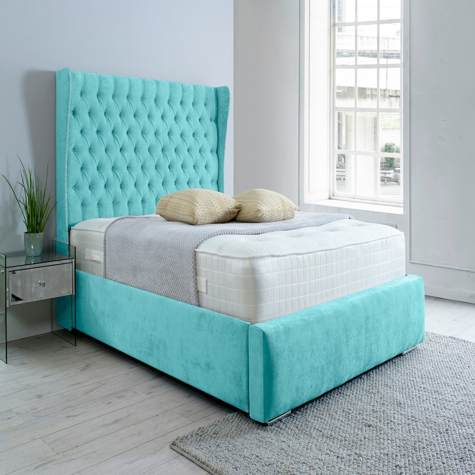 Salva Plush Double Bed Frame - Teal