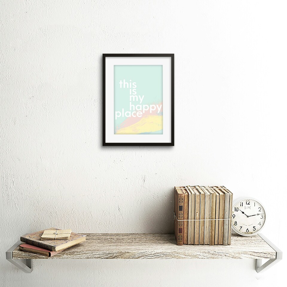 image 1 of This is My Happy Place Pastel Colour 9x7" Black Framed Wall Art Print