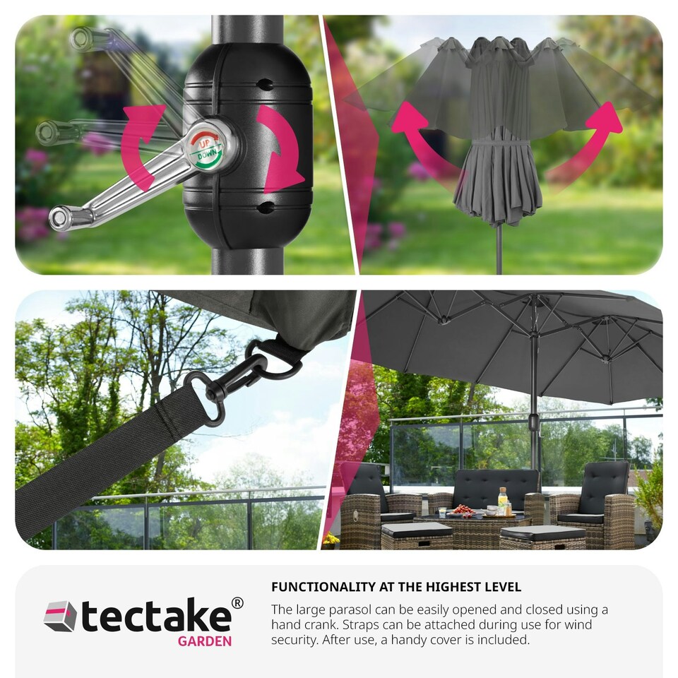 image 1 of Parasol Silia - extra wide, 460 x 270 cm, height-adjustable, cover included Grey