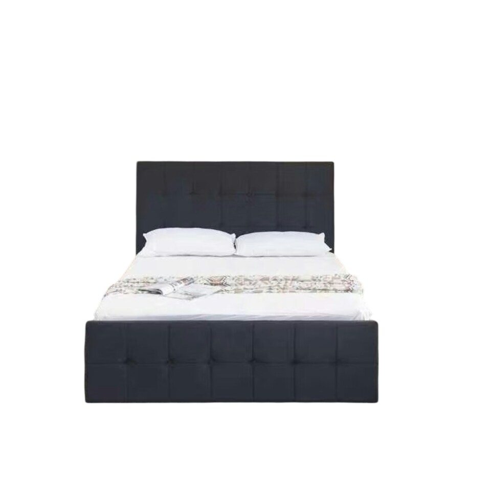 image 1 of Ottoman Storage Bed black 4ft 6 double velvet cushioned bedroom