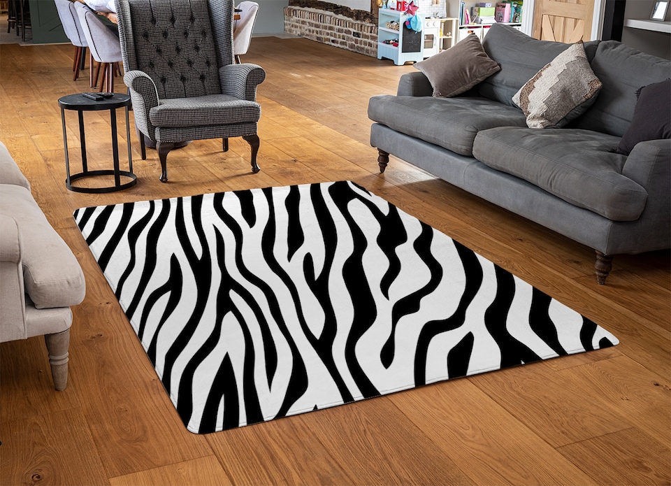 image 1 of Print Of Zebra Stripes Designer Rug | Multi