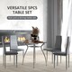 image 4 of HOMCOM Dining Table and Chairs Set for 4, 5 Piece Round Kitchen Table and Chairs with Glass Top, Shelf and High Back, Space-Saving Table and Upholstered Chairs for Small Spaces, Grey