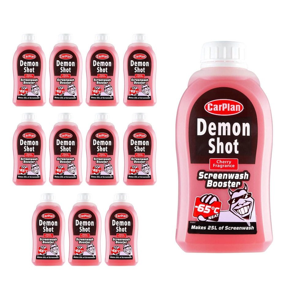 image 1 of CarPlan Concentrated Screen Wash Booster Cherry Scented De-Icer -65C 12x 500ml