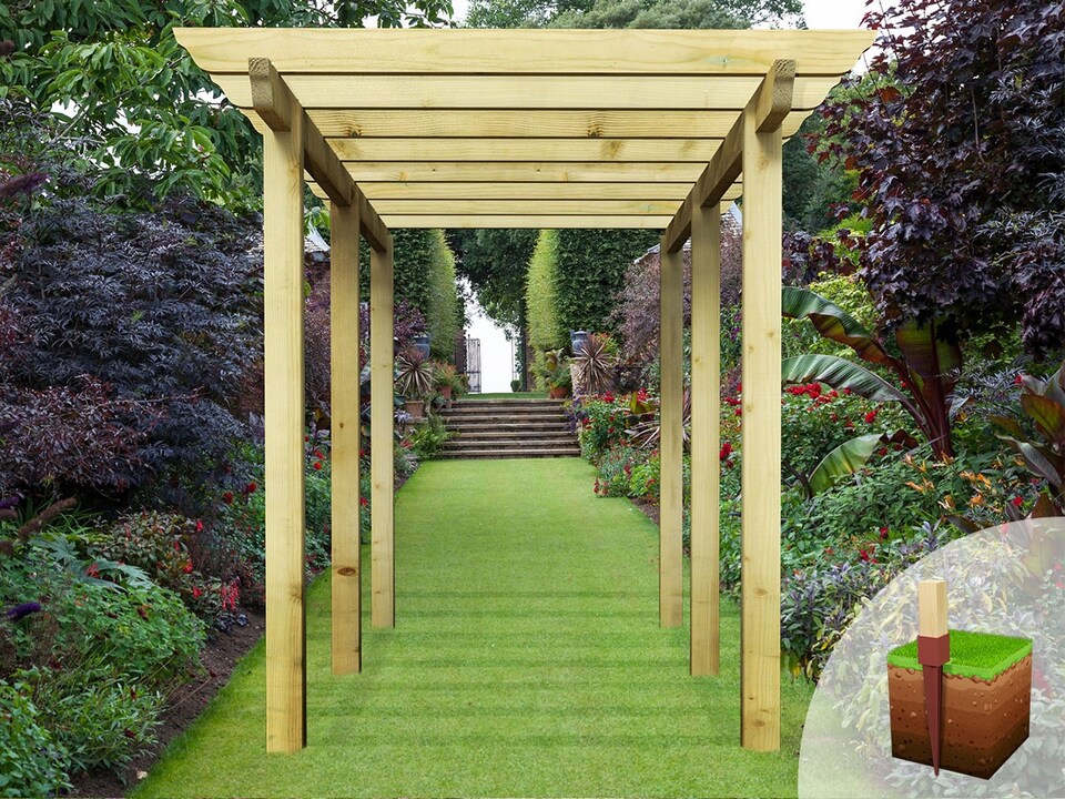 image 1 of eDecks HD Royal Walkway Pergola w/ Super Rafters, Concrete Posts 2.7m - 2.4x4.8m