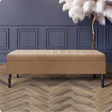 180cm Safar Plain Ottoman Storage Bench -Naples Shoes Bench with Black Turned Wooden Legs - Brown Upholstery Footstool Storage