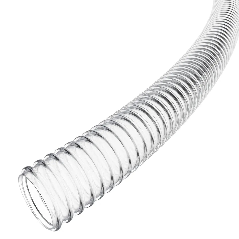 image 1 of Auto Silicone Hoses 19mm Clear PVC Corrugated Flexible Water Butt Hose 2m Reinforced Downpipe Connector Rainwater Harvesting Pump Pond