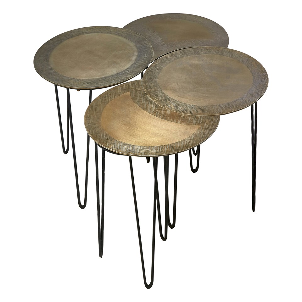 image 1 of Versatile Design Set Of 4 Coffee Tables, Stunning Modern Coffee Tables, Antique Brass Finish Coffee Tables Gold