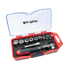 Amtech Offset Ratchet Handle Bit & Socket Set 23pk - One Colour - One Size
