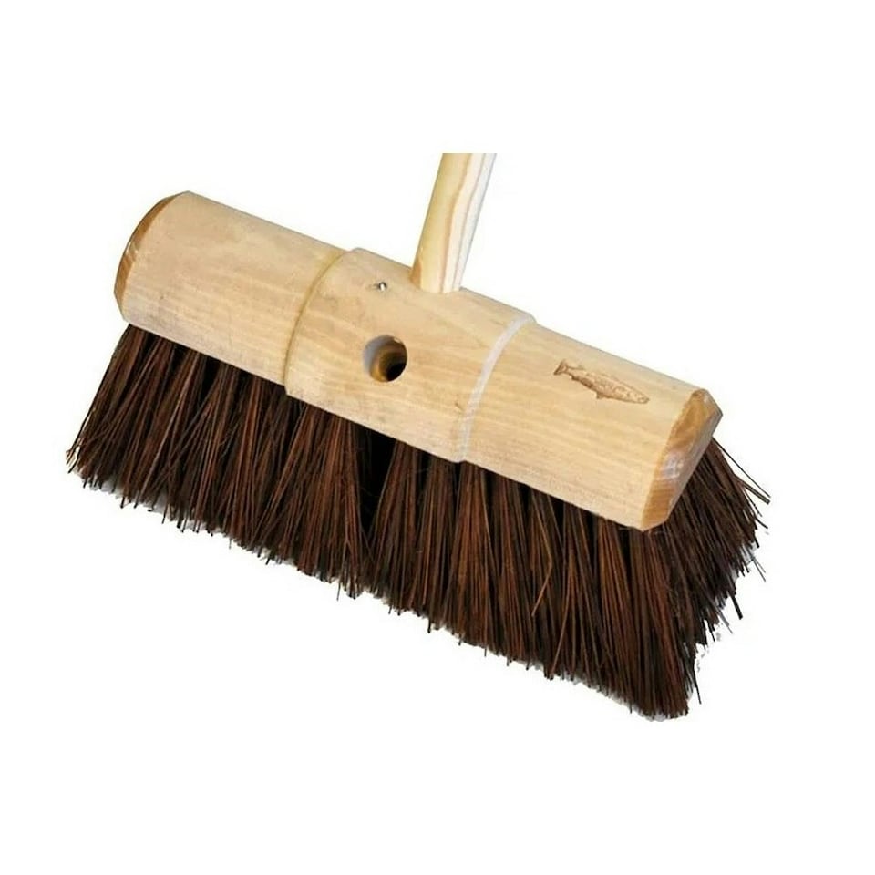 image 1 of Hill Brush Industrial Stiff PVC Handle Yard Broom - Brown - 330mm