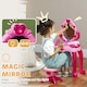 image 3 of AIYAPLAY Kids Dressing Table with Mirror and Stool, Kids Vanity Table Make Up Pretend Play Toys with Light, Music, 15 Accessories, for Ages 3-6 Years, Pink