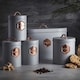 image 2 of Cooks Professional 5 Piece Kitchen Storage Set - Tea, Coffee, Sugar, Bread & Biscuit Tins | Grey | Grey & Copper | 5