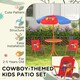 image 6 of Outsunny Kids Bistro Table and Chair Set w Cowboy Theme, Adjustable Parasol