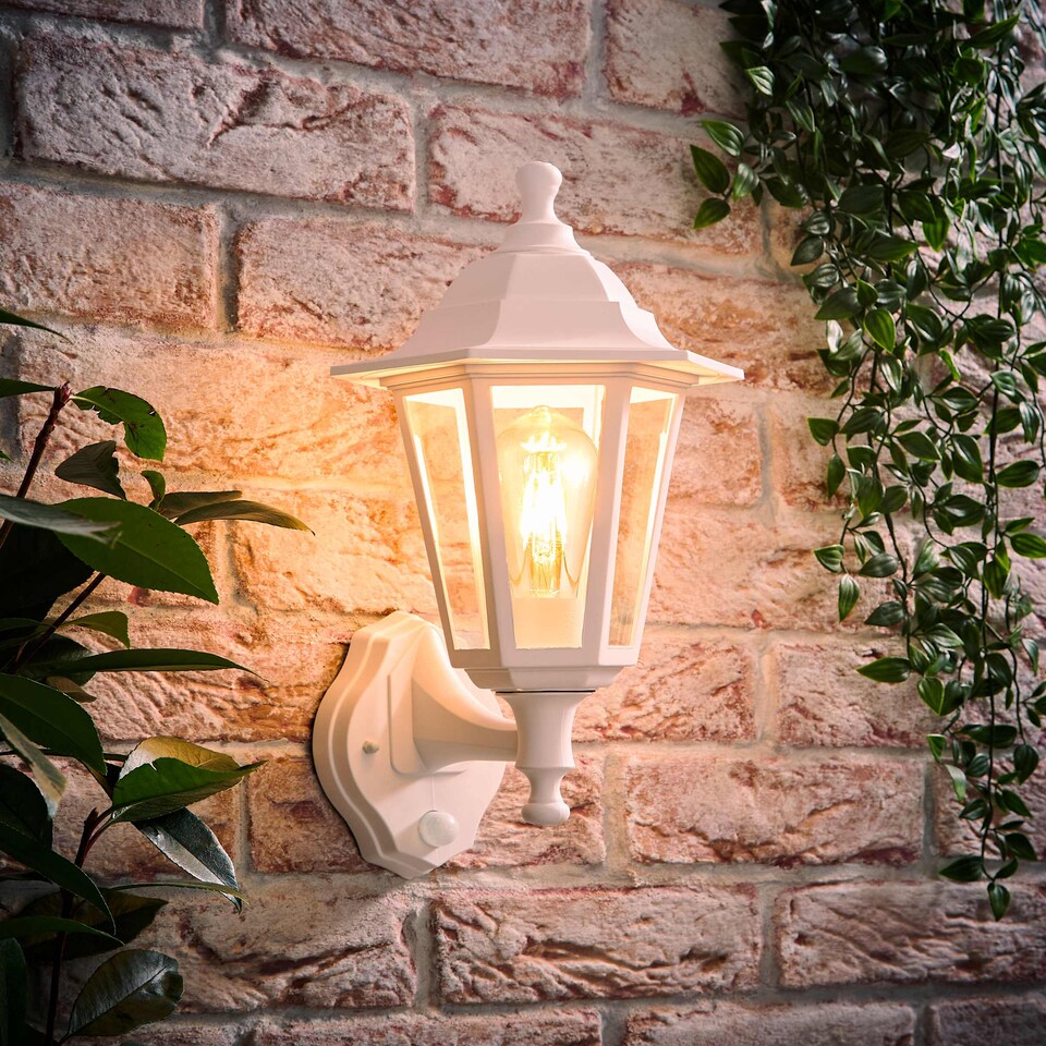 image 1 of ValueLights White Outdoor Garden Wired Security Lantern Wall Light